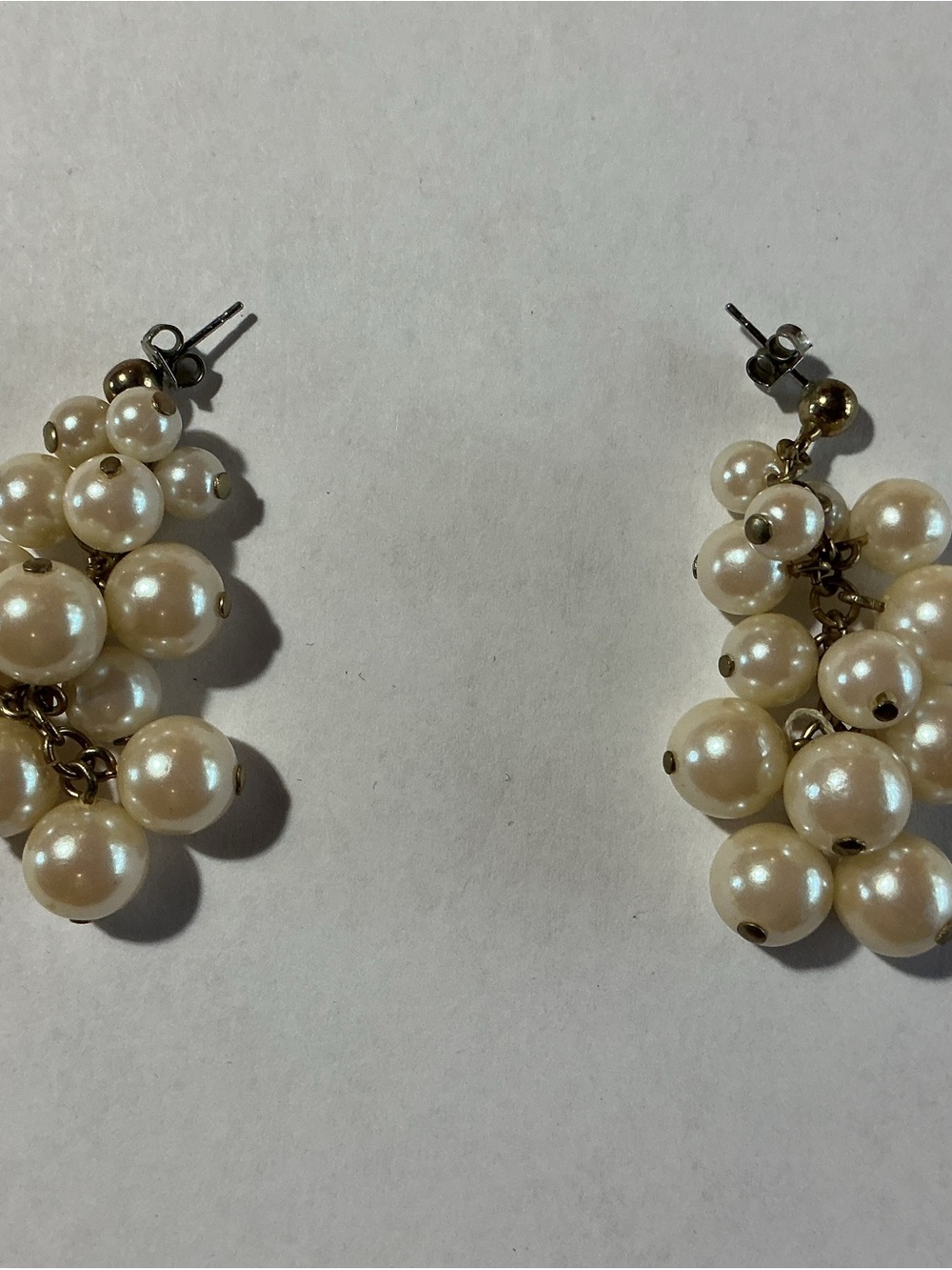 Pearl Cluster Drop Earrings - Cream Faux Pearl Dangle